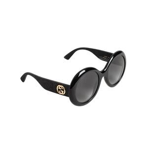 Gucci GG0101S 001 53mm Round Sunglasses Matte Black Gradient Lens NWT $465